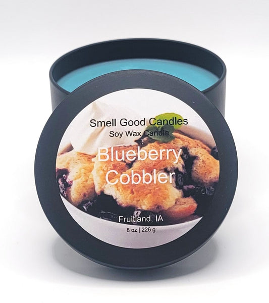 8oz Blueberry Cobbler Soy Wax Candle – Sweet blueberries, buttery crust, and vanilla scent.