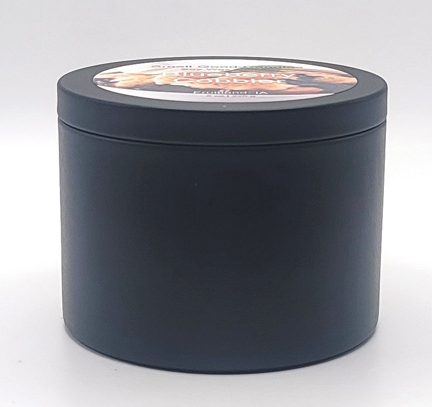 Cozy home fragrance candle inspired by freshly baked blueberry cobbler.