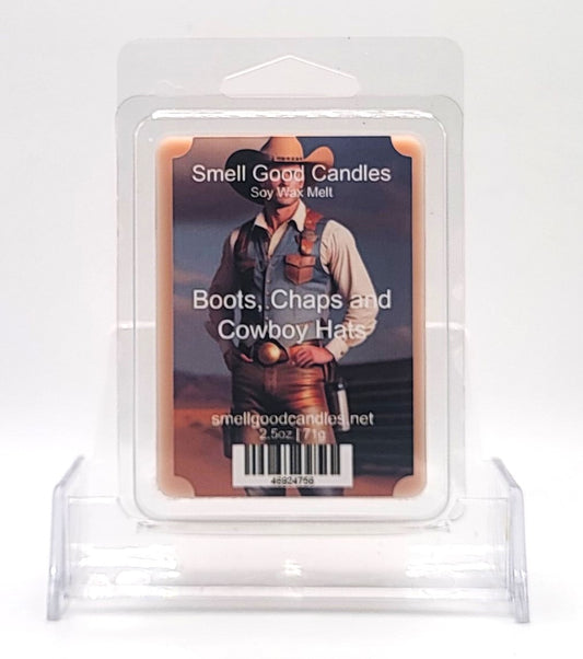 Handmade Boots, Chaps & Cowboy Hats Soy Wax Melt with bold, masculine scent