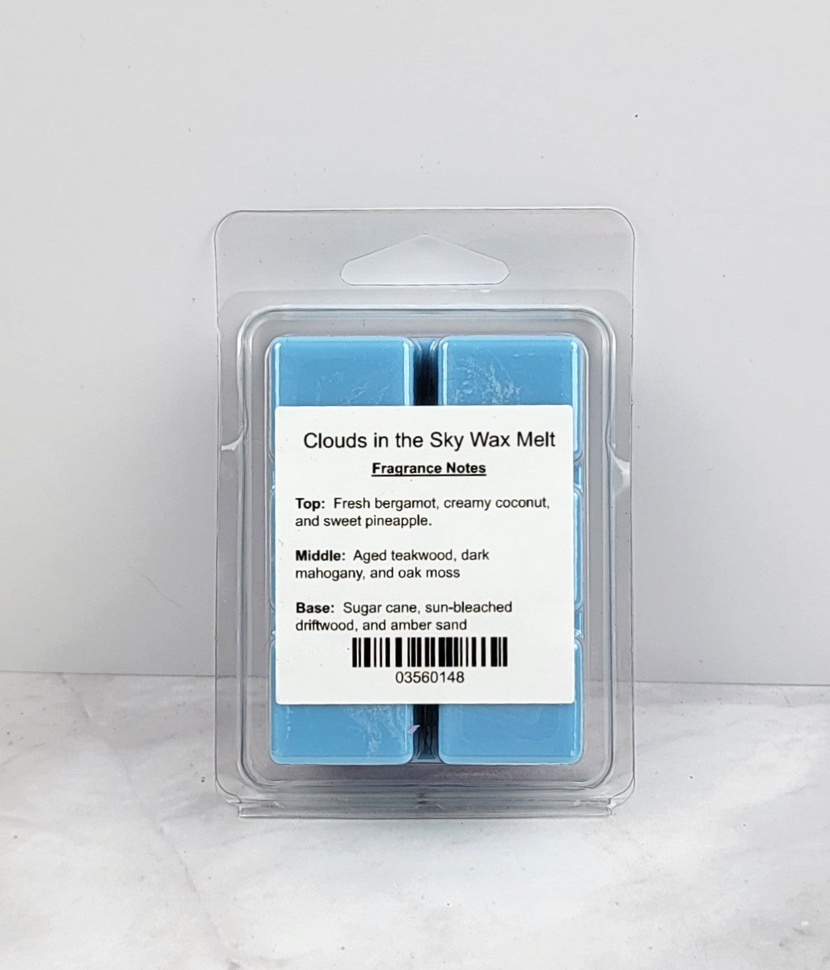 
Clouds in the Sky Soy Wax Melt with creamy coconut, citrus, and vanilla aroma