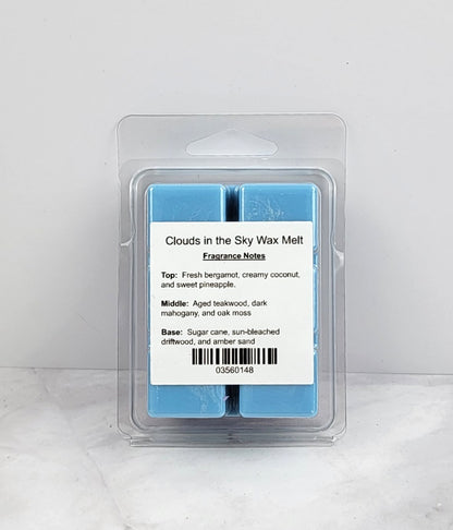 
Clouds in the Sky Soy Wax Melt with creamy coconut, citrus, and vanilla aroma