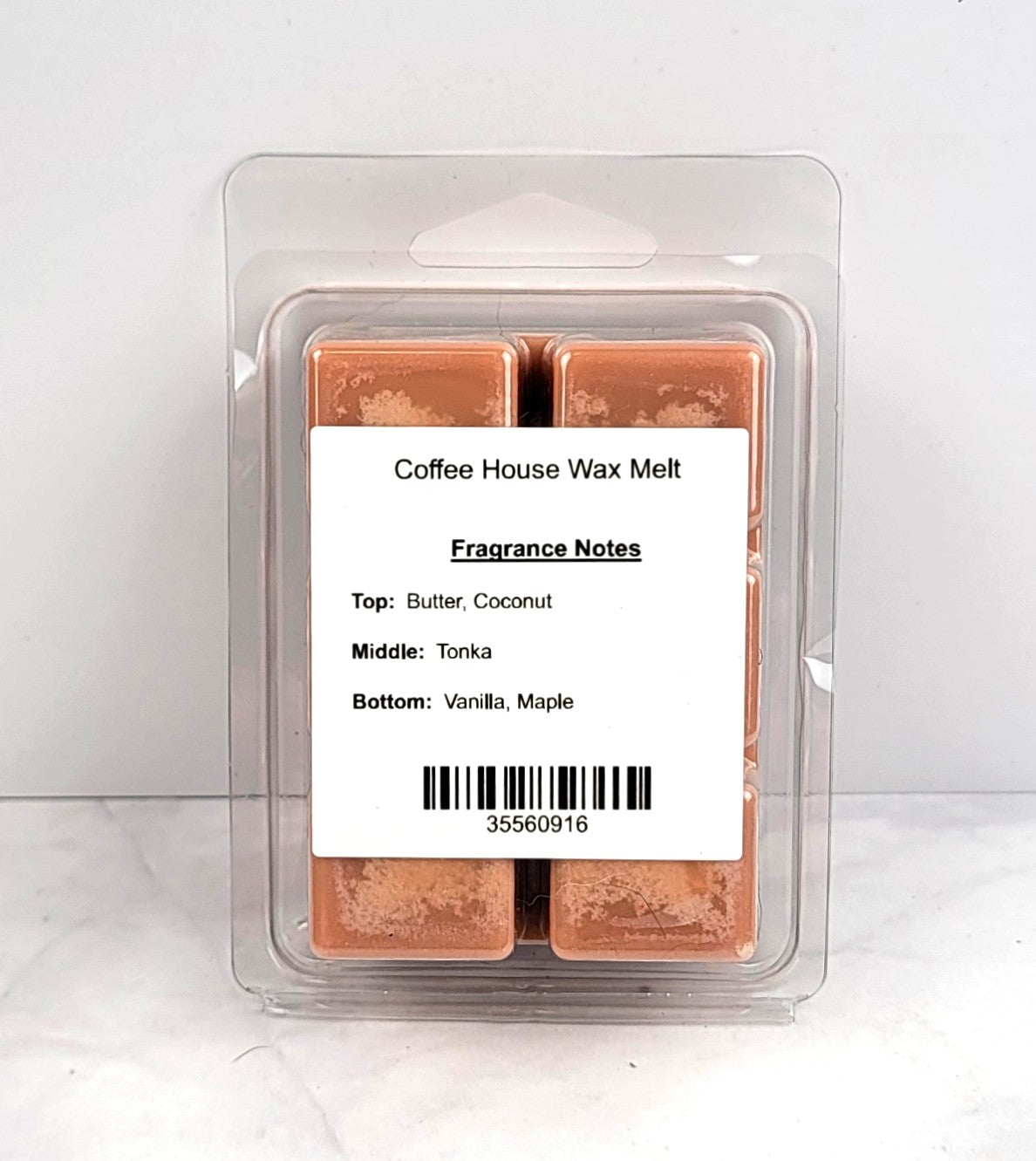 Hand-poured soy wax melt capturing the cozy aroma of a coffee shop