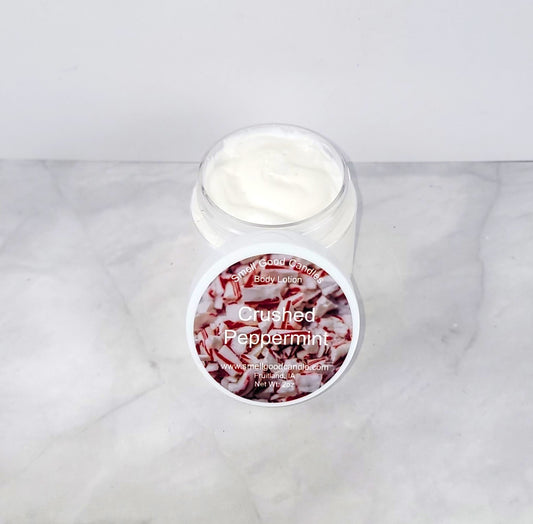 Crushed Peppermint Whipped Body Lotion with invigorating mint and vanilla scent