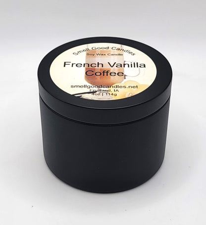 Hand-poured candle with fresh coffee and warm vanilla scent
