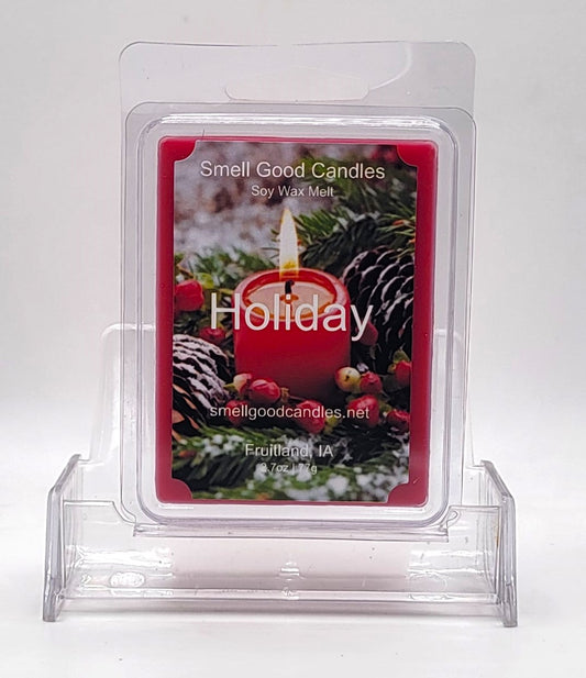 Holiday wax melt with cedar, juniper, and fir scent