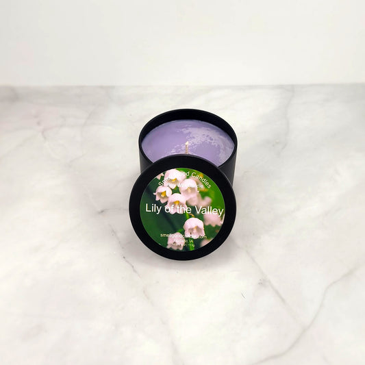 Hand-poured candle with fresh lily, lilac, and musk fragrance.