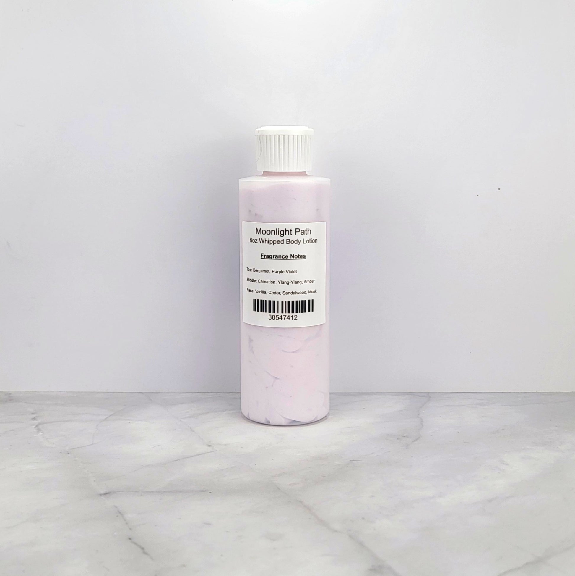 Elegant, romantic fragrance lotion with violet, amber & musk
