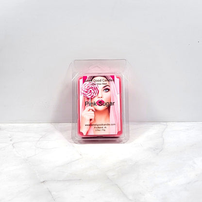 Pink Sugar soy wax melt with candy and raspberry elements