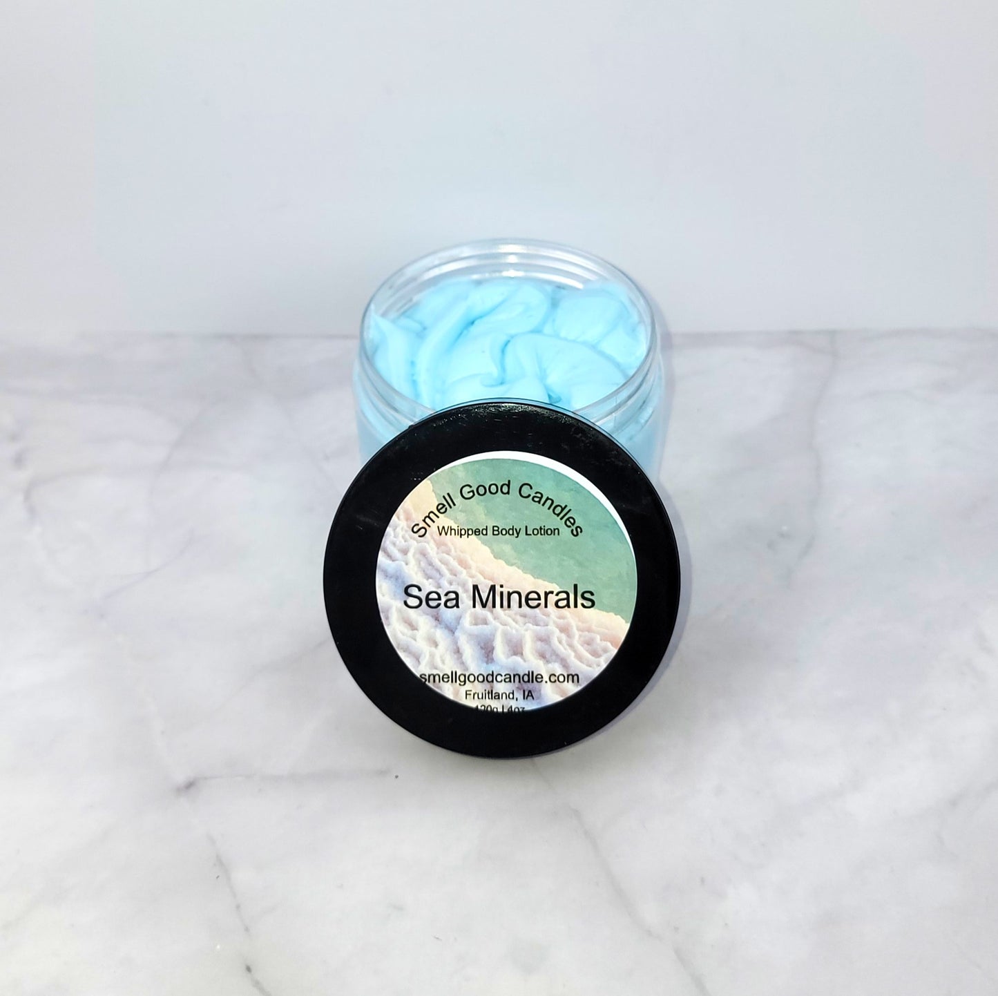 Sea Minerals Whipped Body Lotion with ozone, eucalyptus, and freesia for ultimate hydration and a refreshing coastal scent.