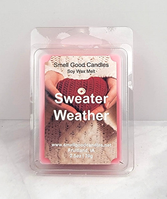Sweater Weather soy wax melt with crisp autumn fragrance