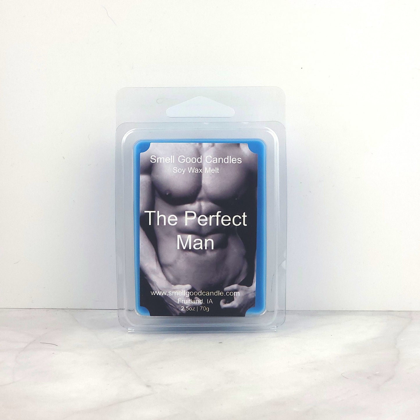 The Perfect Man Soy Wax Melt with grapefruit, bergamot, lavender, and sandalwood for a sophisticated, masculine aroma.