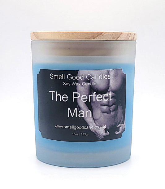 The Perfect Man candle in sleek jar with modern masculine styling