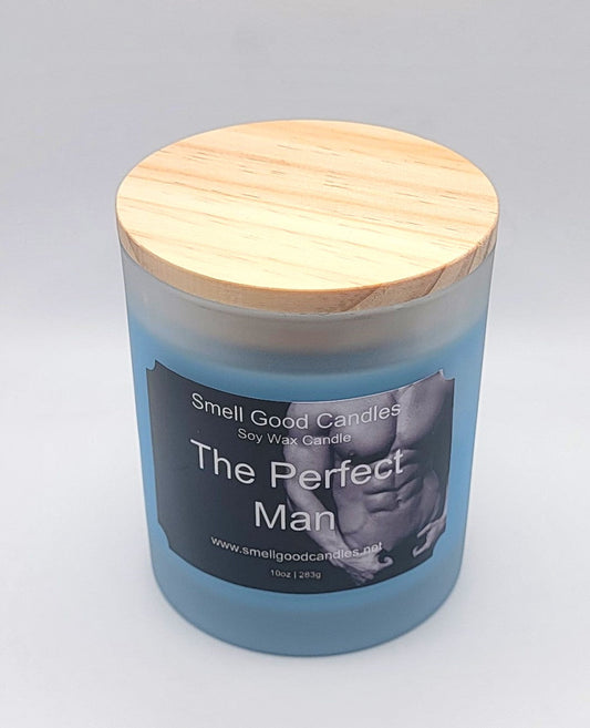 Hand-poured soy candle with citrus, woods, and spice scent profile