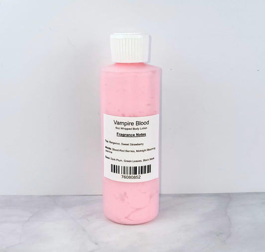 Luxury Vampire Blood Body Lotion, inspired by Bath & Body Works, featuring a dark, enchanting scent of blood-red berries, plum, and jasmine for deep hydration.