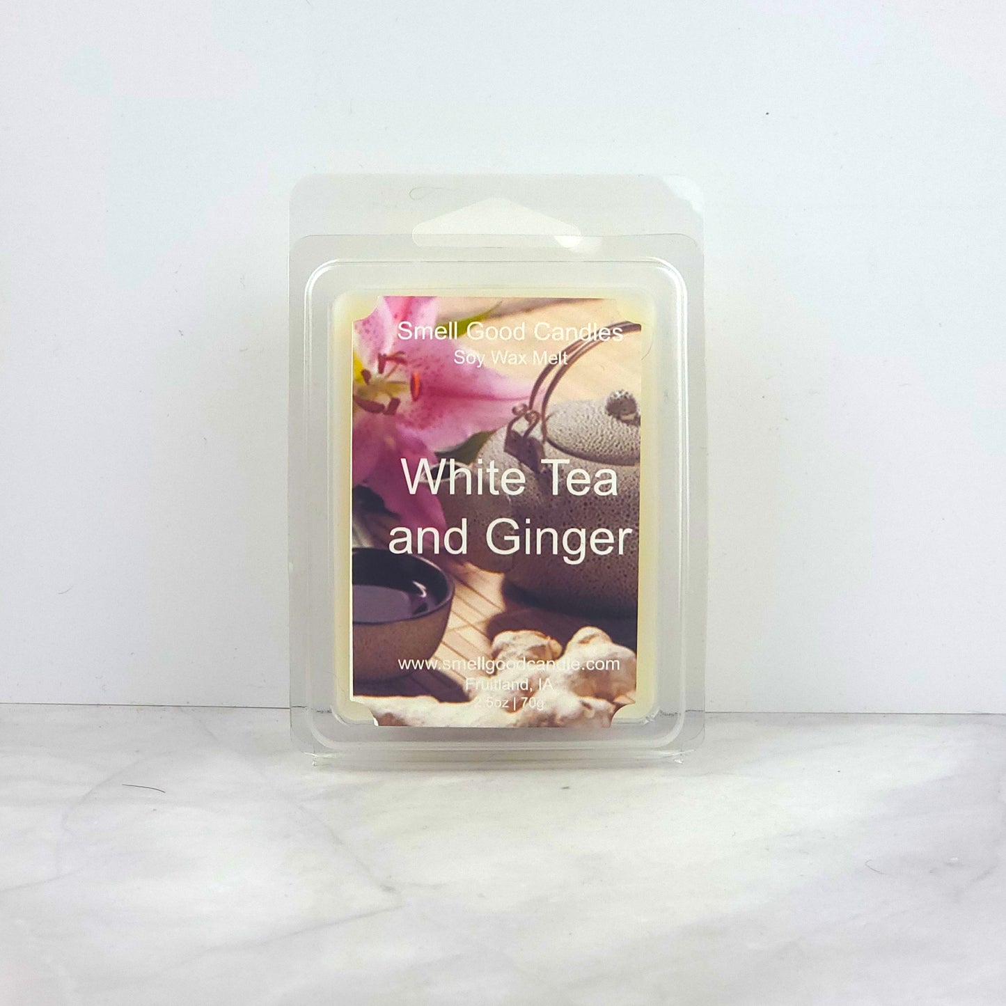White Tea and Ginger Soy Wax Melt inspired by Bath & Body Works with citrus, ginger, and sandalwood notes.