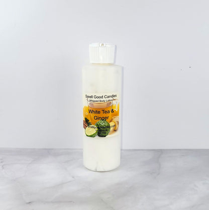 White Tea & Ginger Whipped Body Lotion with a refreshing citrus and warm ginger scent